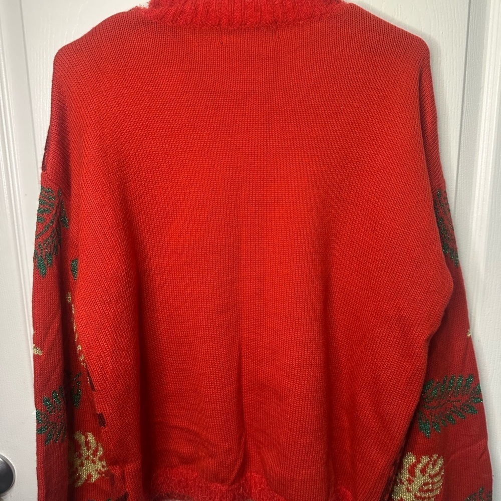33 Degrees Festive Tropical Christmas Red Flamingo Sweater Woman’s Size Medium - Picture 4 of 4